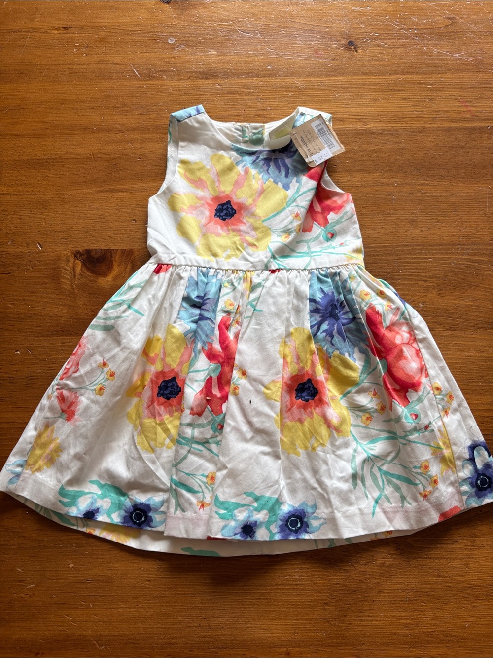 Girls' Floral White Sleeveless Party Dress